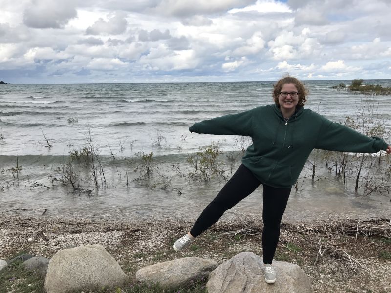 Meredith in Front of Lake Michigan