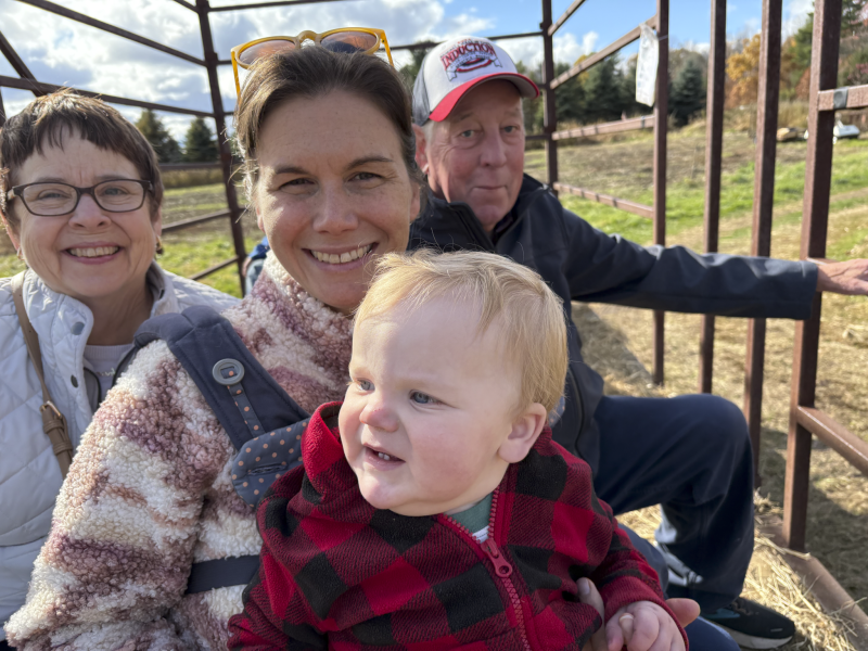 Fall Hayride With Grandma and Grandpa