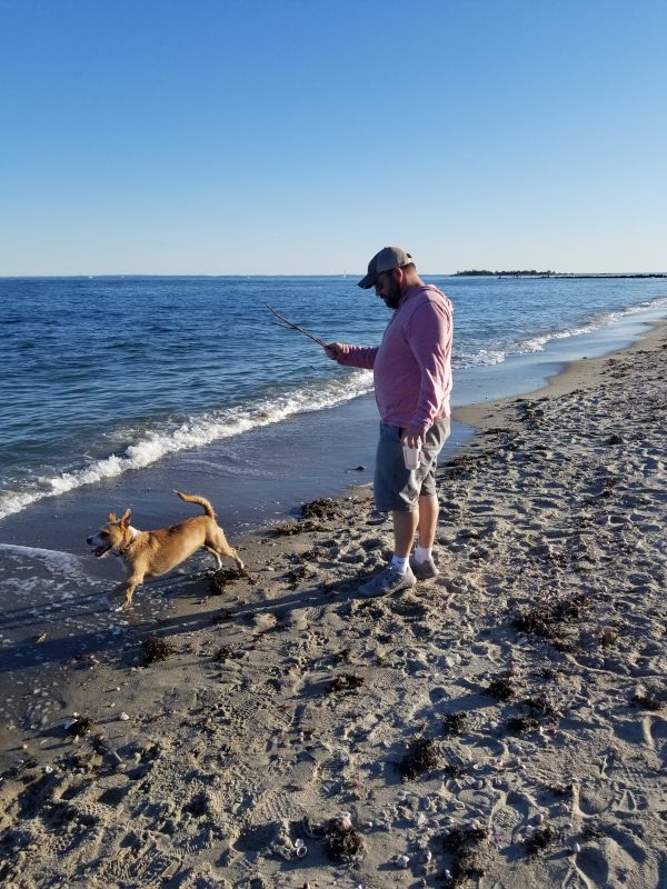 Jason & Cosmo Playing Fetch at the Beach